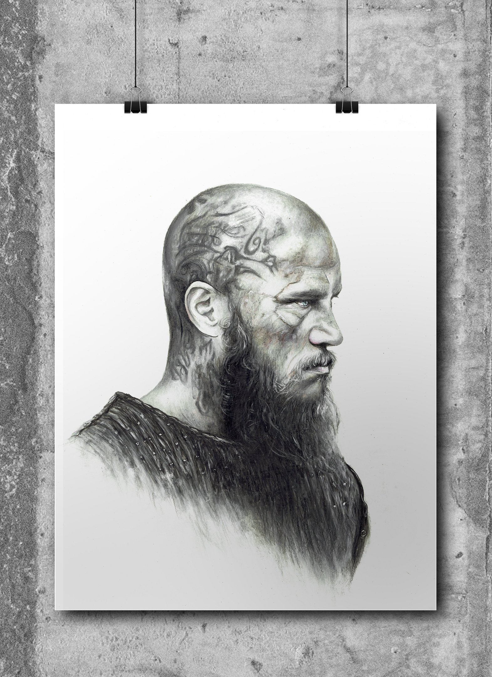 Ivar Portrait Vikings Drawing of Ivar the Boneless A4 