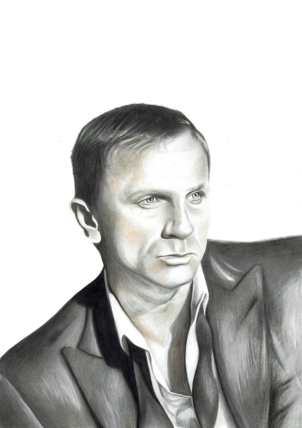 Wall Street Journal Hedcut Portraits of Harrison Ford and Daniel Craig —  Pen & Ink Stipple Portraits for The Los Angeles Times