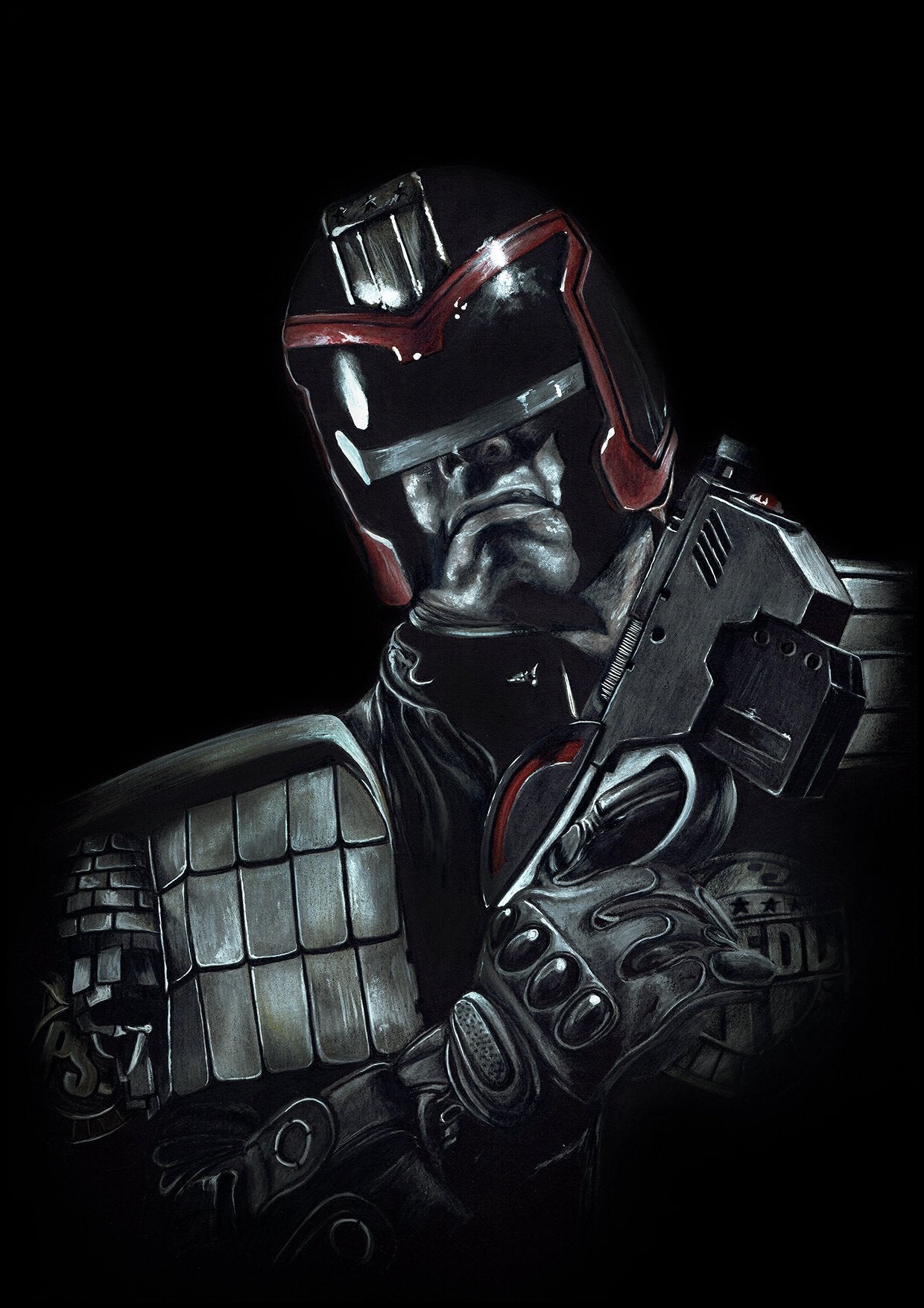 Insane detailed art Judge Dredd on at - AI Photo Generator - starryai